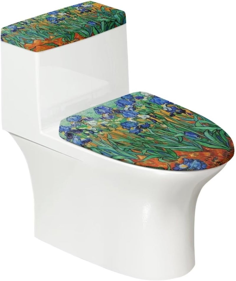 Flashideas Van Gogh Iris Toilet Lid Cover and Toilet Tank Cover Soft Plush Seat Covers Tank Lip Covers Fits Most Toilet Tanks & Lids Bathroom Decoration Accessories - Image 2